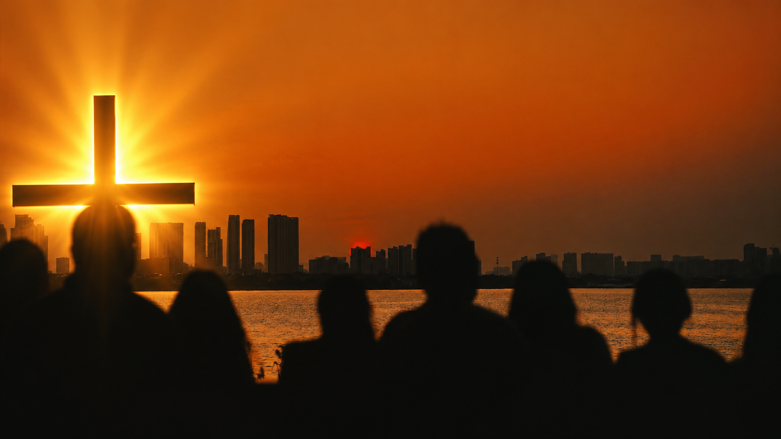 The cross against morning light