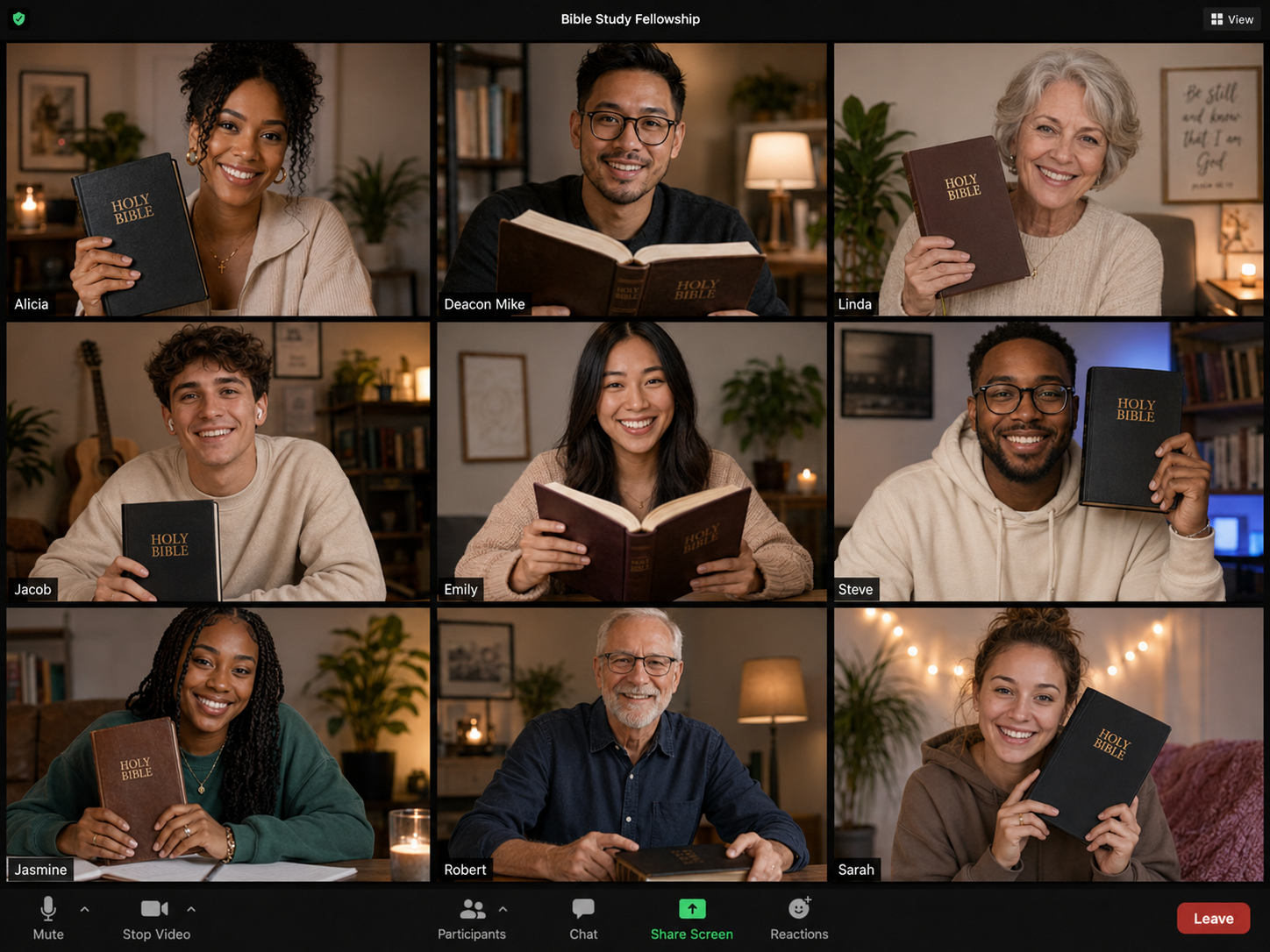 People connecting in a video call